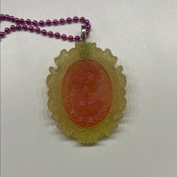 Vintage Jewelry - Vintage Orange and Yellow Medallion Necklace